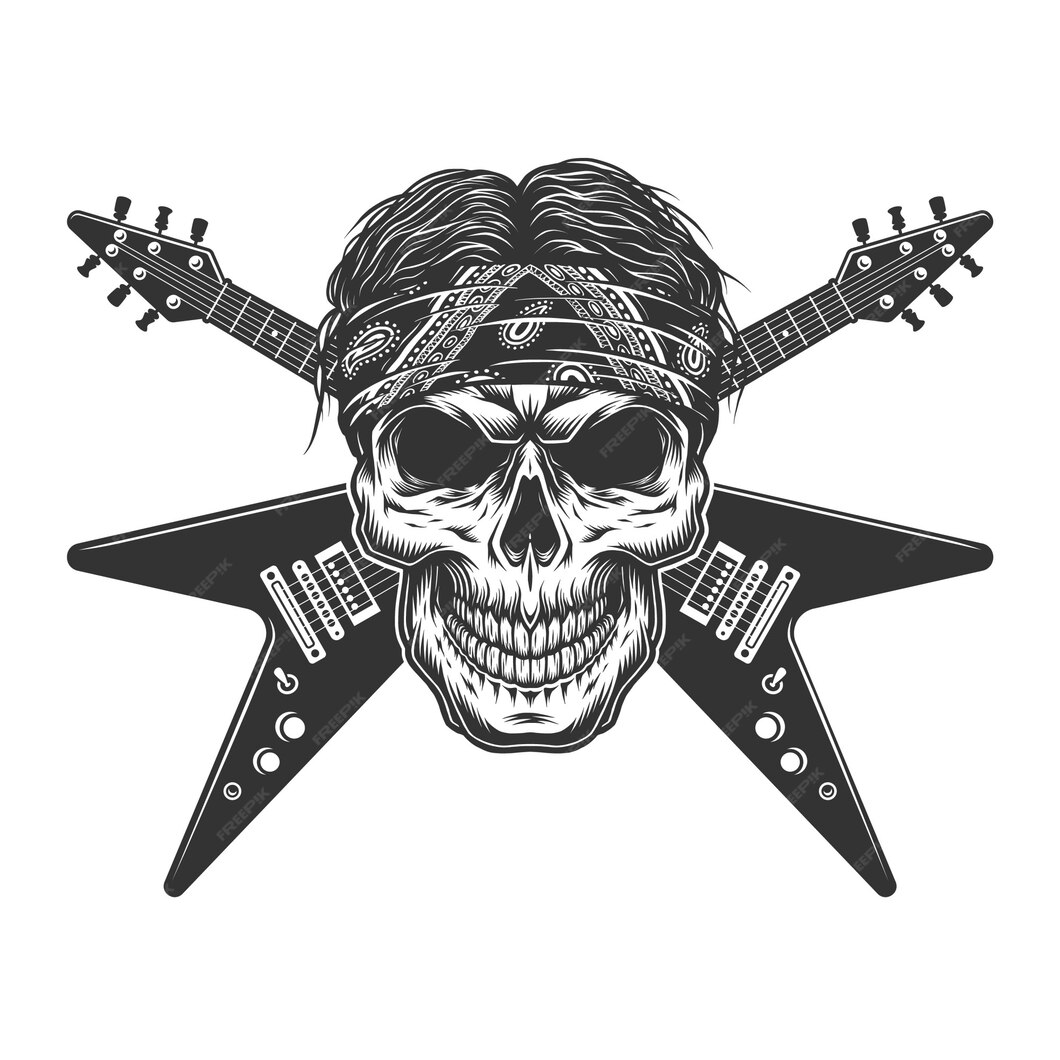 Free Vector | Vintage monochrome rock musician skull