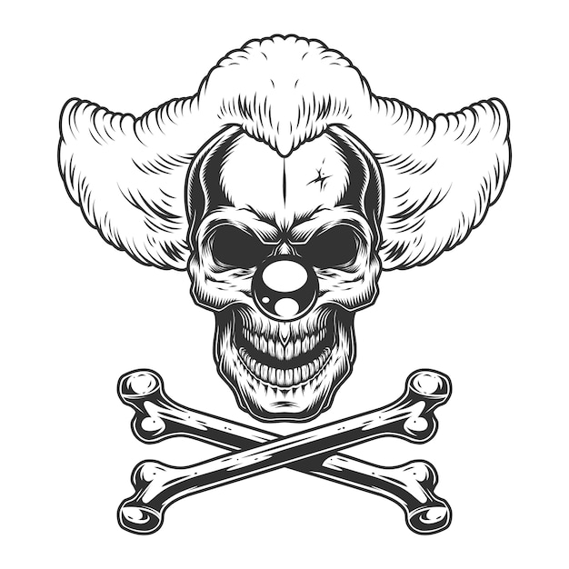 Download Free Vintage Monochrome Scary Evil Clown Skull Free Vector Use our free logo maker to create a logo and build your brand. Put your logo on business cards, promotional products, or your website for brand visibility.