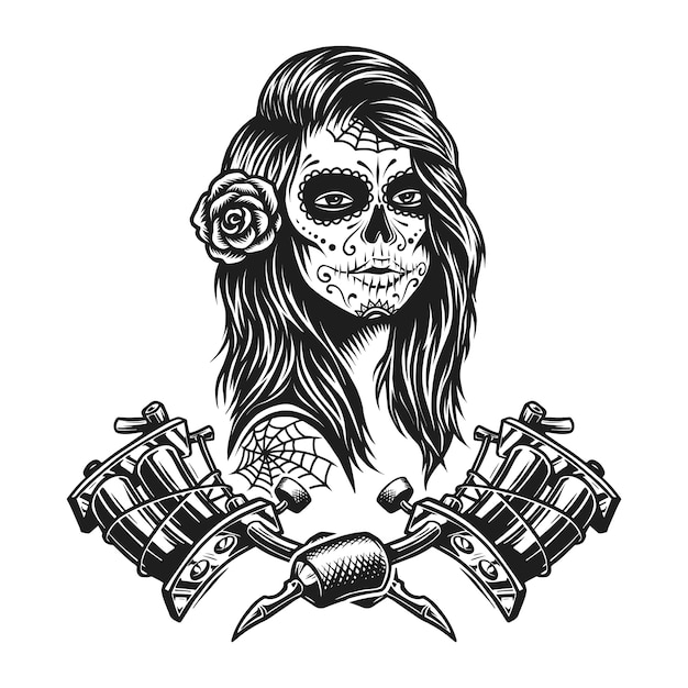 Download Free Vector | Vintage monochrome tattoo template