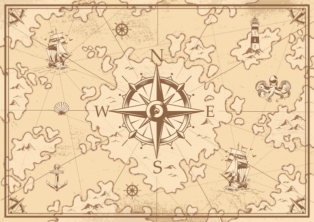 free vector vintage monochrome treasure map