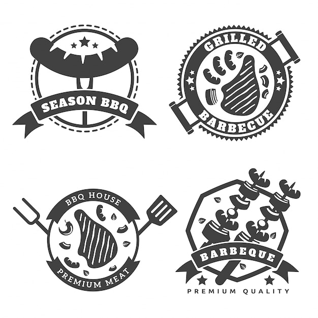 Download Free Vintage Monotone Barbecue Logo Badge Illustration Set Premium Vector Use our free logo maker to create a logo and build your brand. Put your logo on business cards, promotional products, or your website for brand visibility.