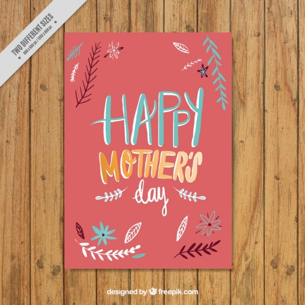 Vintage mother's day card with leaves