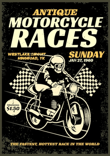 Premium Vector | Vintage motorcycle race poster