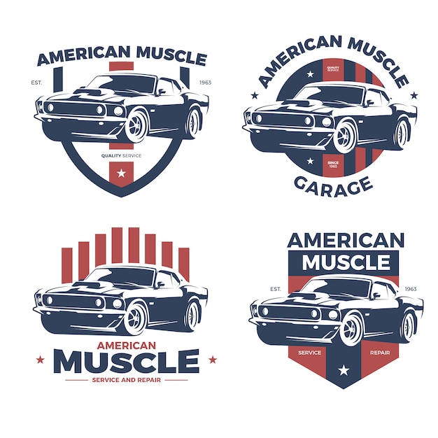 Premium Vector | Vintage muscle car logo collection