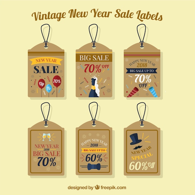 Vintage new year sale tags