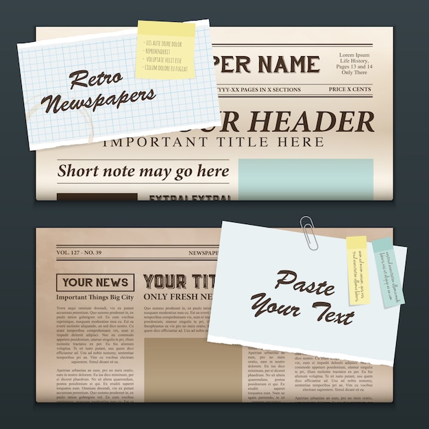 Vintage newspaper banners Vector | Free Download