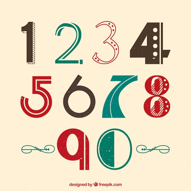 Download Free Vector | Vintage number collection