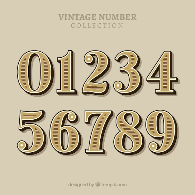 Vintage Number Collection Free Vector