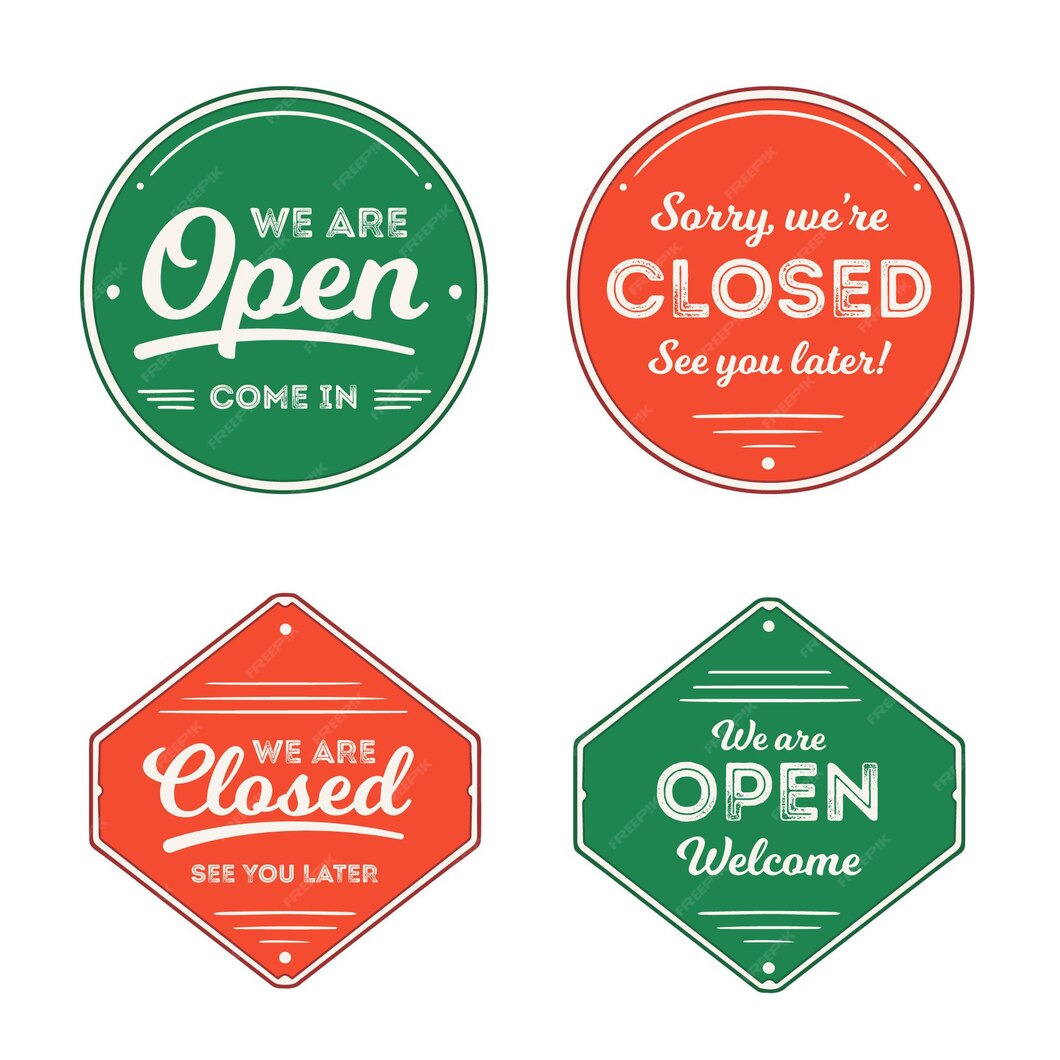 Free Vector | Vintage open and closed signboard collection