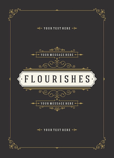 Vintage ornament greeting card calligraphic ornate swirls and vignettes Premium Vector