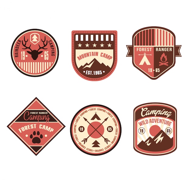 Premium Vector Vintage Outdoor Camp Badges And Logo Emblems
