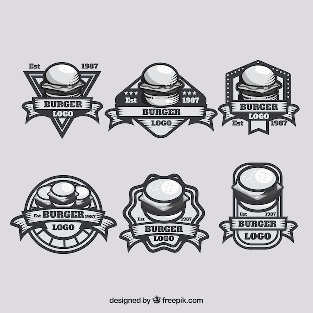 Download Free Vintage Pack Of Burger Logos Free Vector Use our free logo maker to create a logo and build your brand. Put your logo on business cards, promotional products, or your website for brand visibility.