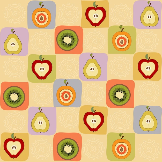 Vintage pattern of hand drawn fruits