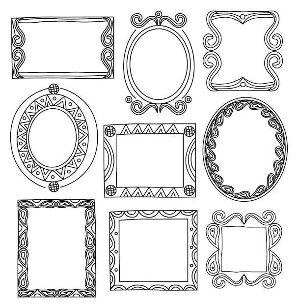 Premium Vector | Vintage photo frame in doodle style