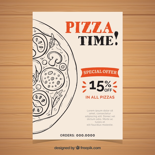Vintage pizza brochure with offer