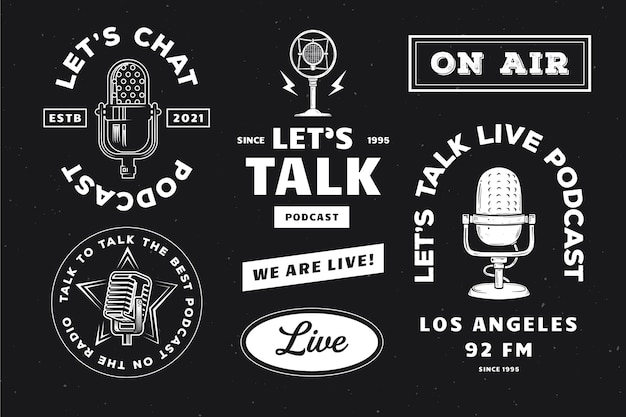 Free Vector Vintage Podcast Logo Collection 