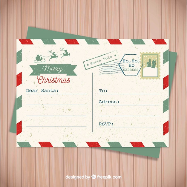 Vintage postcard to santa Vector | Free Download