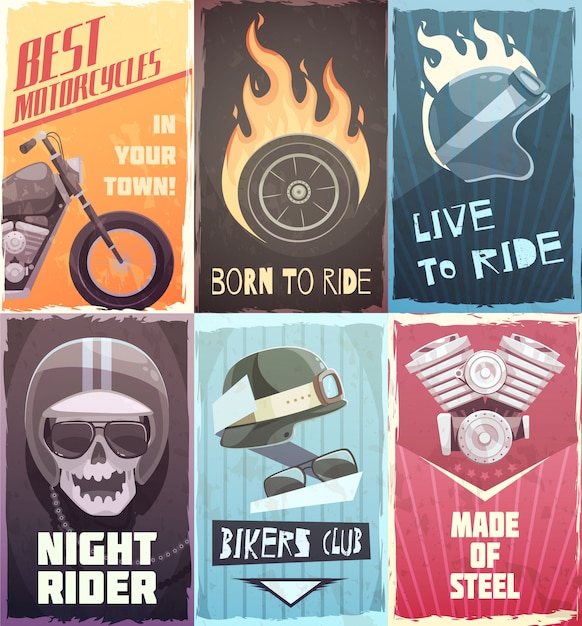 Download Vintage poster ride set Vector | Free Download