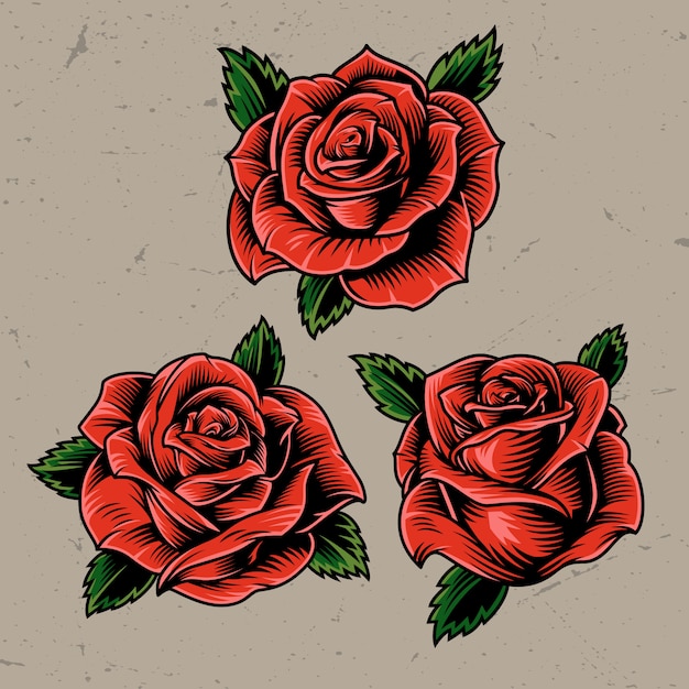 Download Free Vector | Vintage red blooming roses concept