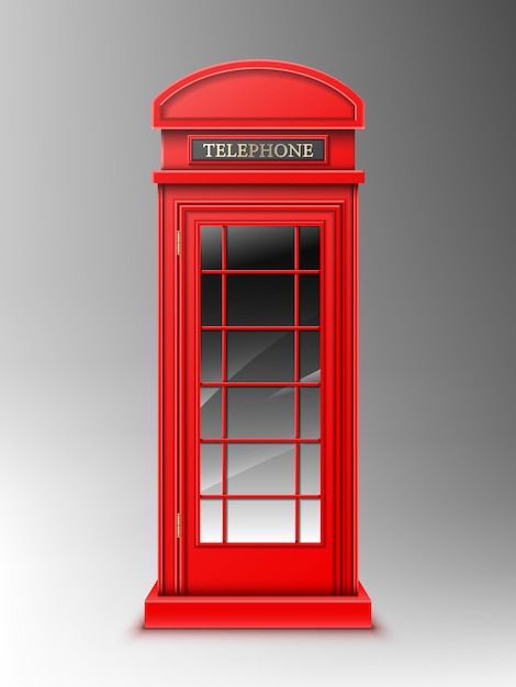 ヴィンテージの赤い電話ボックス クラシックなロンドンのレトロな電話ボックス 無料のベクター