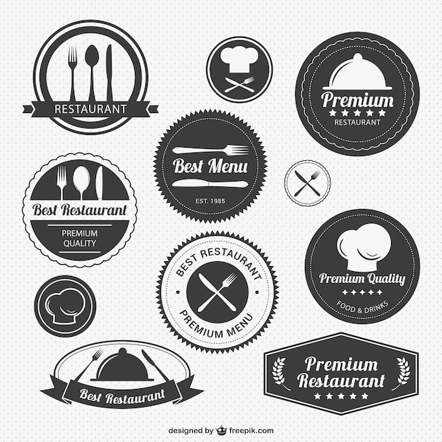 Download Vintage restaurant logo pack Vector | Free Download