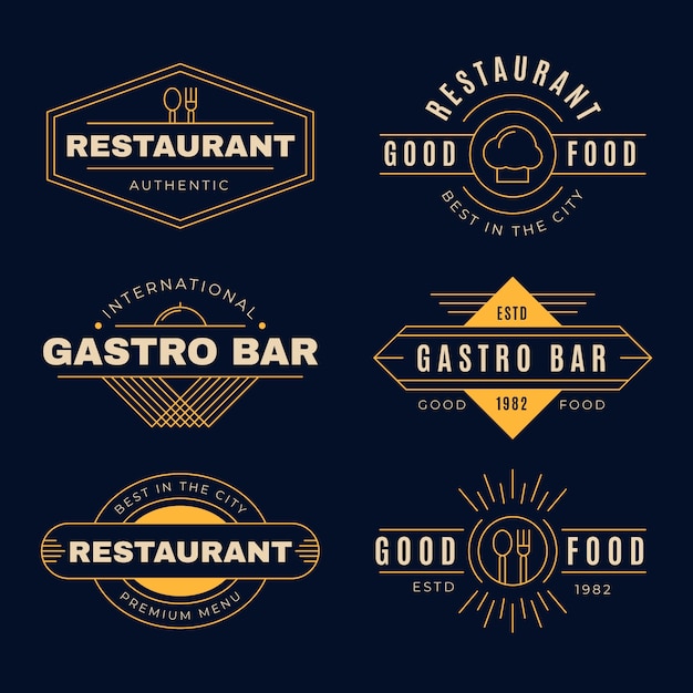 Vintage restaurant logo with golden design | Free Vector