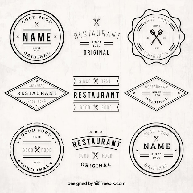 Vintage restaurant logos pack Vector | Premium Download