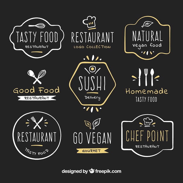 Download Free Vintage Restaurant Logos With Hand Drawn Style Free Vector Use our free logo maker to create a logo and build your brand. Put your logo on business cards, promotional products, or your website for brand visibility.