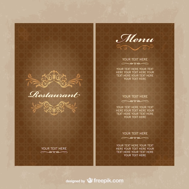 Download Free Vintage Restaurant Menu Template In Brown Tones Free Vector Use our free logo maker to create a logo and build your brand. Put your logo on business cards, promotional products, or your website for brand visibility.