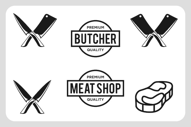 Premium Vector | Vintage Retro Butcher Knife Cleaver Crossed For ...