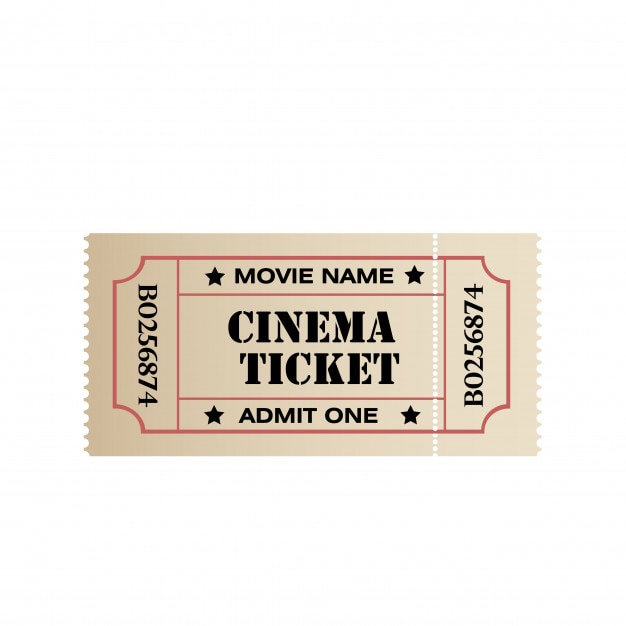 Vintage retro cinema ticket on white background. Vector | Premium Download