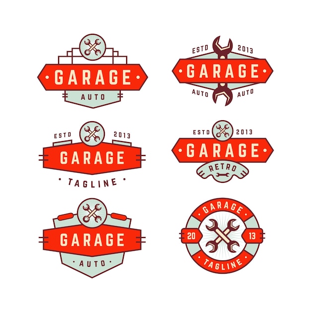 Premium Vector | Vintage retro garage badge logo collection