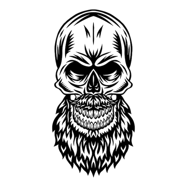 Premium Vector | Vintage retro human skull with mustache beard isolated ...