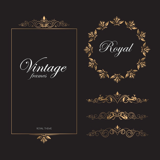 Vintage retro pattern golden frames  royal theme Premium 