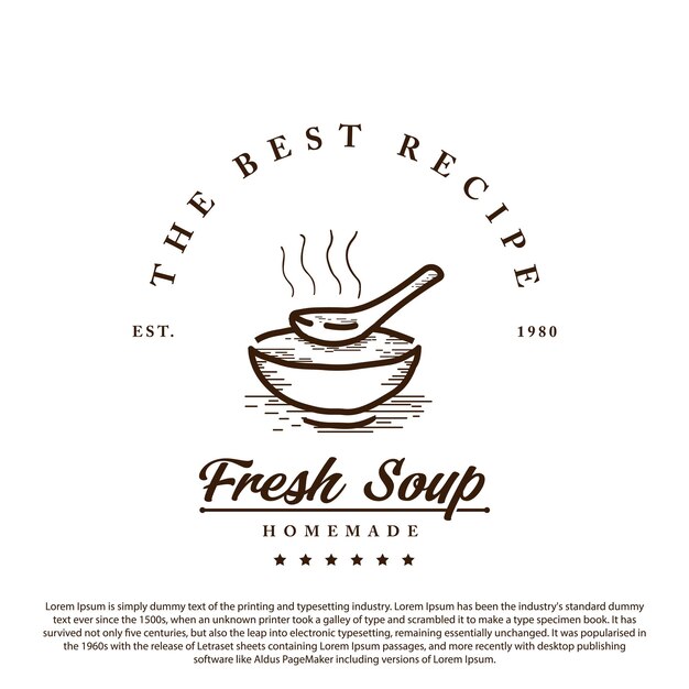 Premium Vector Vintage Retro Soup Logo Bowl With Soup And Spoon   Vintage Retro Soup Logo Bowl With Soup Spoon Minimalist Outline Vector Illustration 512916 83 