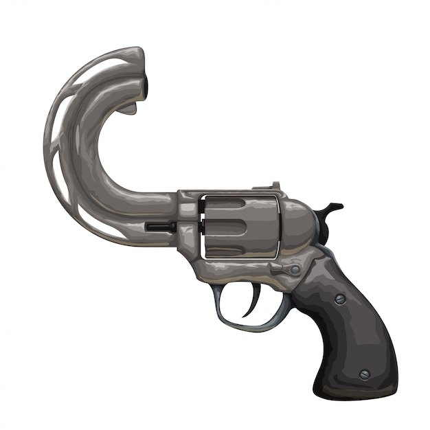 Vintage revolver with curved barrel | Premium Vector