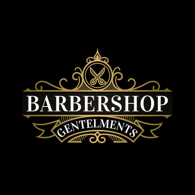 Premium Vector | Vintage royal barbershop logo and label template