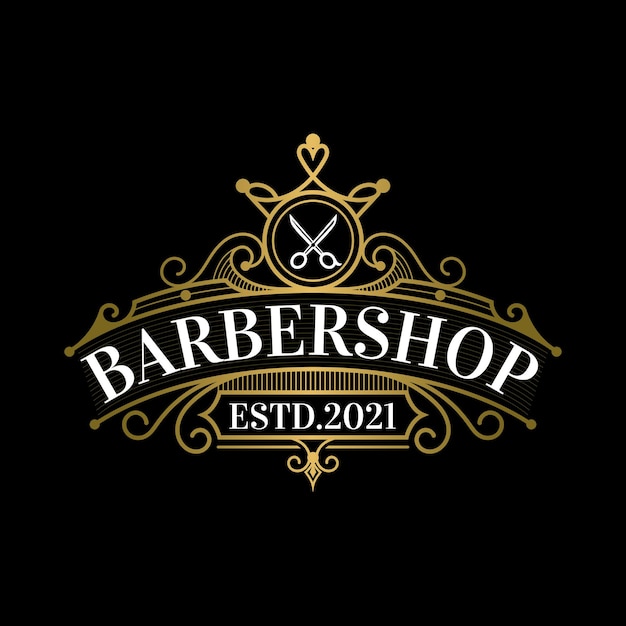 Premium Vector | Vintage royal barbershop logo and label template