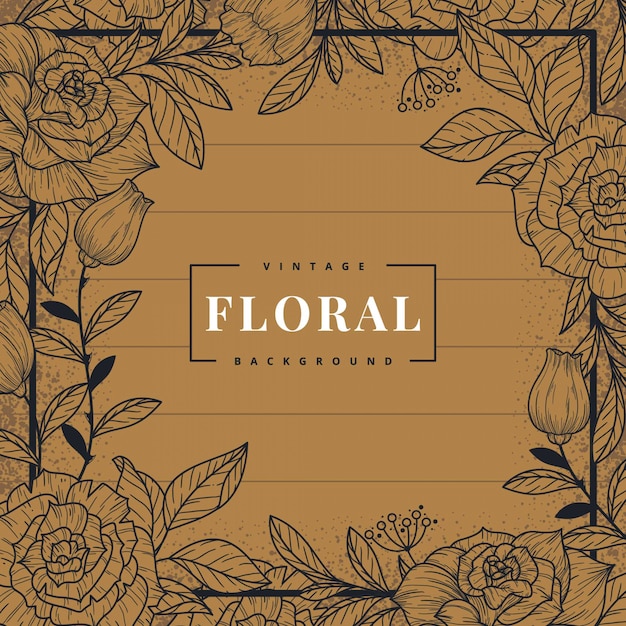 Premium Vector Vintage Rustic Floral Background Template