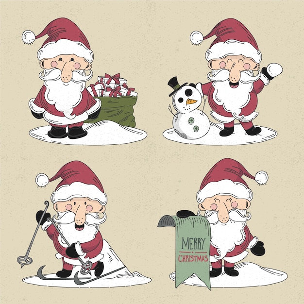 Download Free Vector | Vintage santa claus character collection