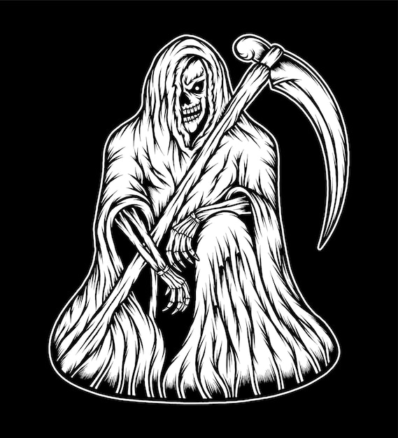 Premium Vector | Vintage scary grim reaper illustration. premium vector