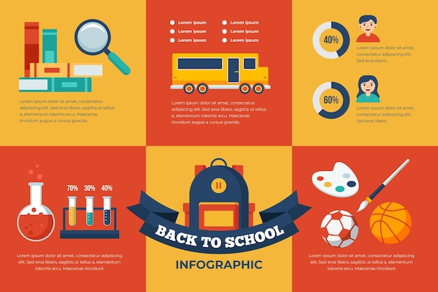 school infographic icons