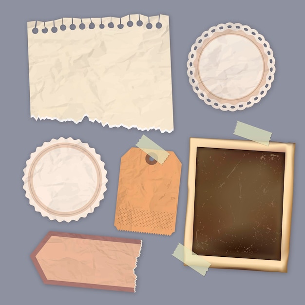 Free Vector | Vintage scrapbook paper set