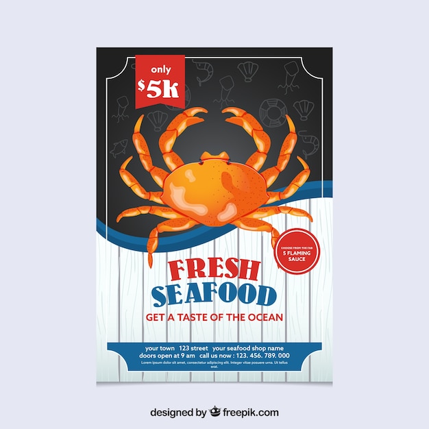 Free Vector | Vintage seafood brochure