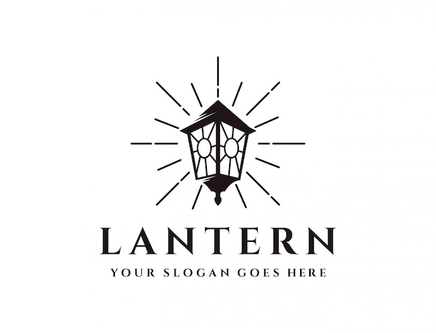 Vintage shinning lantern logo Premium Vector