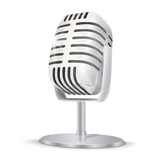 Download Vintage silver studio microphone. Vector | Premium Download