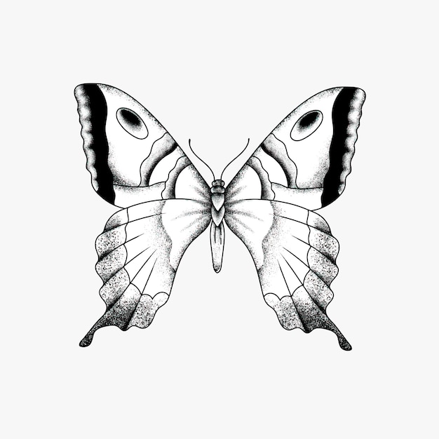 Free Vector Vintage Simple Old School Flash Butterfly Tattoo Design Icon