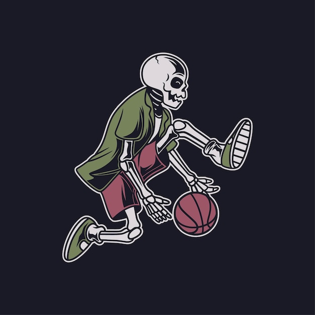 Premium Vector | Vintage skull performs the skill by rotating the ball