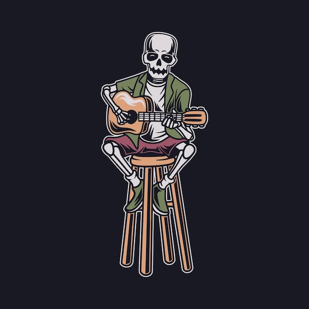 Premium Vector | Vintage skull playing guitar music