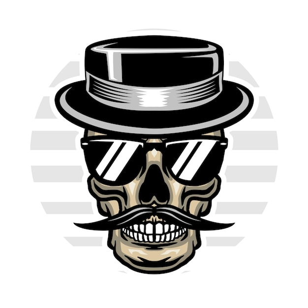 Premium Vector | Vintage skull with hat and sunglasses